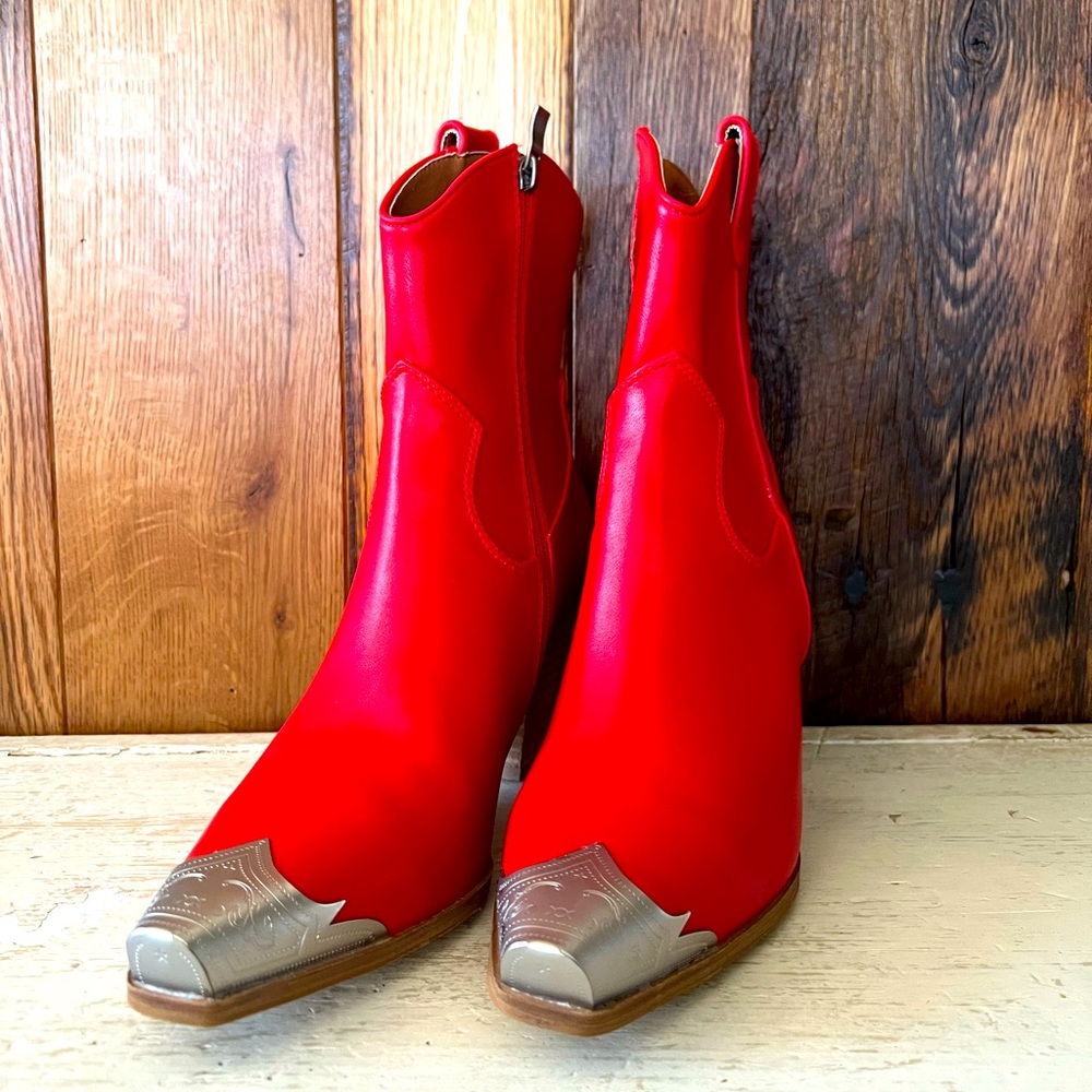 Beast Fashion Red Booties NWOT